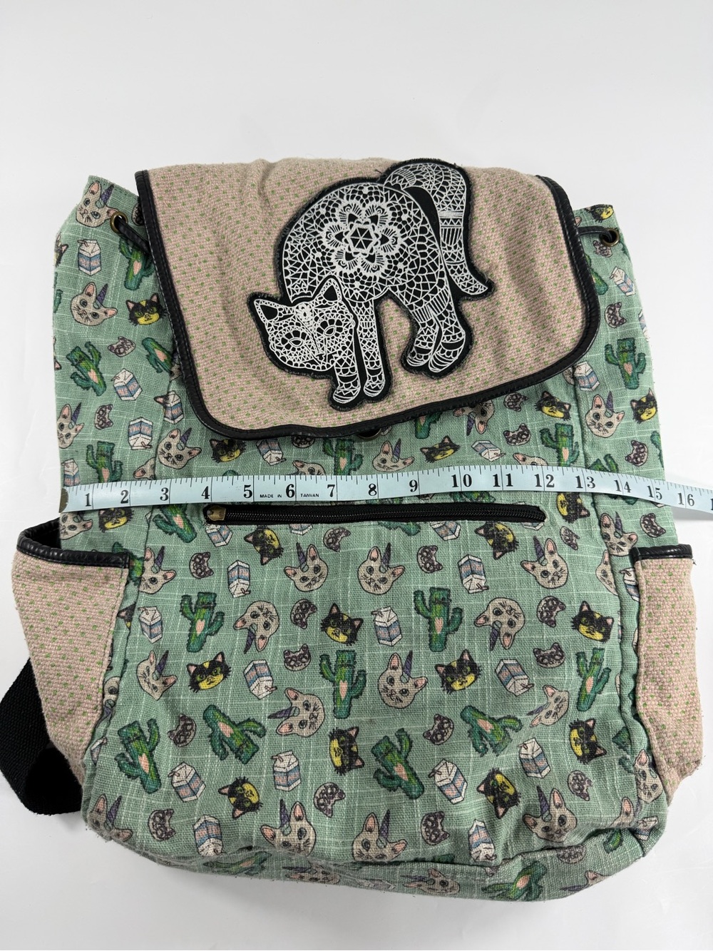 Cat Print Backpack Witchy Cottagecore Kawaii Boho Mini Backpack Purse - Picture 8 of 10